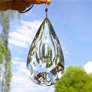 Hanging Crystal Prism Suncatcher Ornament Faceted Clear Crystal Drop Rainbow